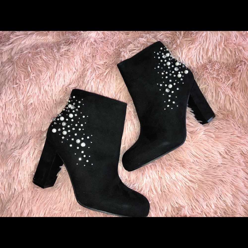 Pearl and rhinestone studded shoes